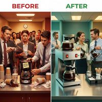 12-Cup Commercial Coffee Maker Stainless Steel - Double Coffee Machine for Office, Restaurant, Industrial Use - High Capacity Office Coffee Maker - TQS Cafe — Before & After