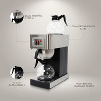 12-Cup Commercial Coffee Maker Stainless Steel - Double Coffee Machine for Office, Restaurant, Industrial Use - High Capacity Office Coffee Maker - TQS Cafe — infographic