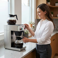 12-Cup Commercial Coffee Maker Stainless Steel - Double Coffee Machine for Office, Restaurant, Industrial Use - High Capacity Office Coffee Maker - TQS Cafe — Lifestyle