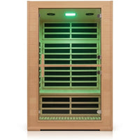 2 Person Far Infrared Sauna with Smart APP Control, 2000W Low EMF Wooden Infrared Sauna Room for Home, 8 Carbon Mica Heating Panels Wellness Sauna, Canadian Hemlock Indoor Spa for Home Relaxation — Studio Shot