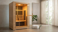 2 Person Far Infrared Sauna with Smart APP Control, 2000W Low EMF Wooden Infrared Sauna Room for Home, 8 Carbon Mica Heating Panels Wellness Sauna, Canadian Hemlock Indoor Spa for Home Relaxation — Lifestyle