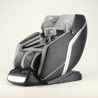 4D Deluxe Gray and Black Zero Gravity and Space Saving Faux Leather Heated Massage Chair with Sl-Track and Bluetooth — Studio Shot