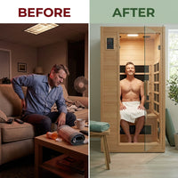 Andora 2-Person Low EMF FAR Infrared Sauna, Canadian Hemlock — Before & After