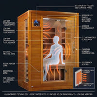 Infrared Sauna Built for Daily Wellness, Low EMF Carbon Panels, Canadian Hemlock, LED Controls, Bluetooth — How It Works