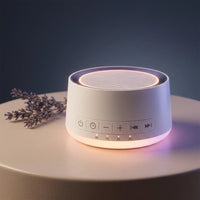 Sound Machine Night Light White Noise Machine with 30 Soothing Sounds 12 Colors Night Light Sleep Machine for Baby Kids Adults Brown Pink Nosie Machine with 32 Volume Levels for Office Home Travel — Studio Shot
